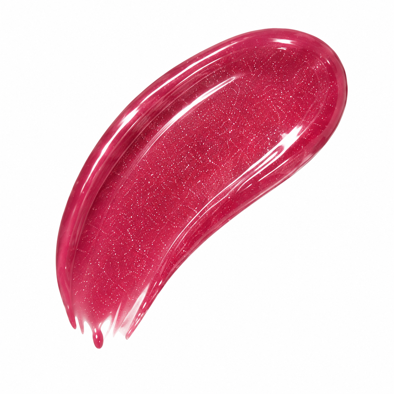 Textura do O Sfumato Lip Oil Ameixa Rio com brilho rosado sobre fundo branco