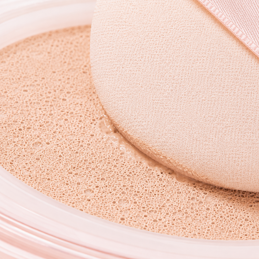 Base cushion Bege Claro O Sfumato™ em embalagem compacta com espelho e esponja
