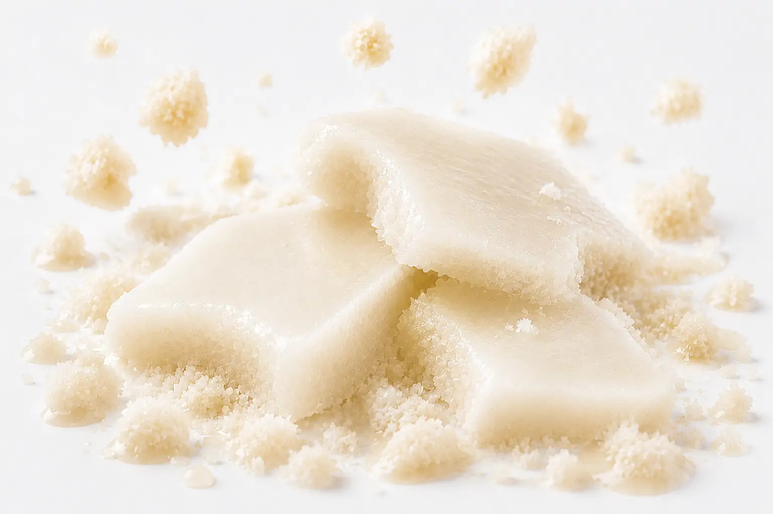 Textura cremosa clara do Perfume Sólido Creme de Coco O Sfumato™ com efeito macio e delicado.