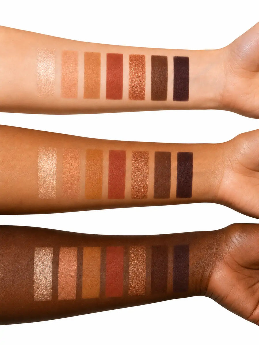 Paleta de sombras 7 cores tons terrosos O Sfumato™ com embalagem verde