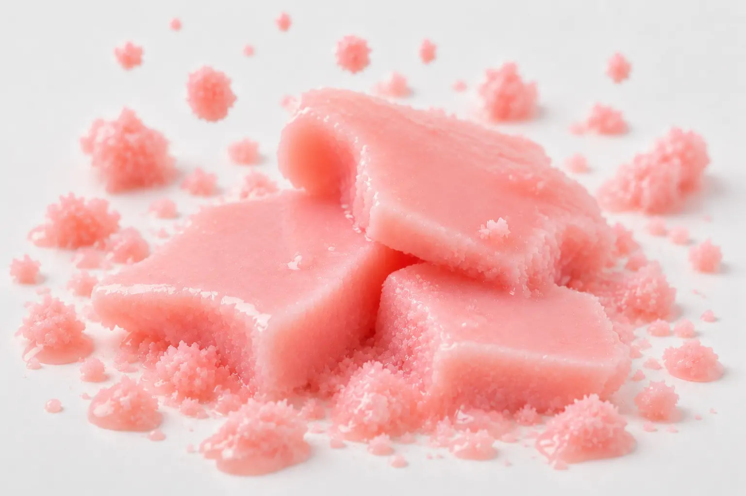 Textura cremosa rosa do Perfume Sólido Frutas Vermelhas O Sfumato™ com efeito macio e delicado.