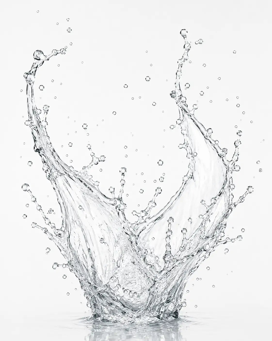 Splash de água transparente representando frescor e resistência à água do Protetor Solar Spray O Sfumato™