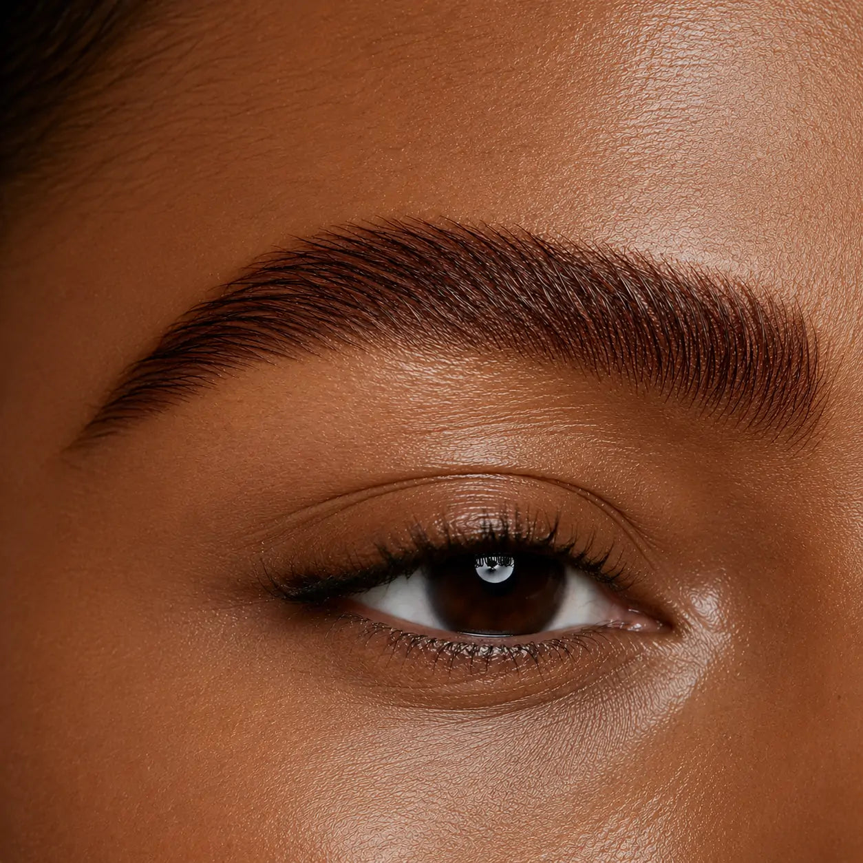 Resultado do gel para sobrancelhas Castanho Chocolate aplicado em sobrancelha castanha com acabamento natural