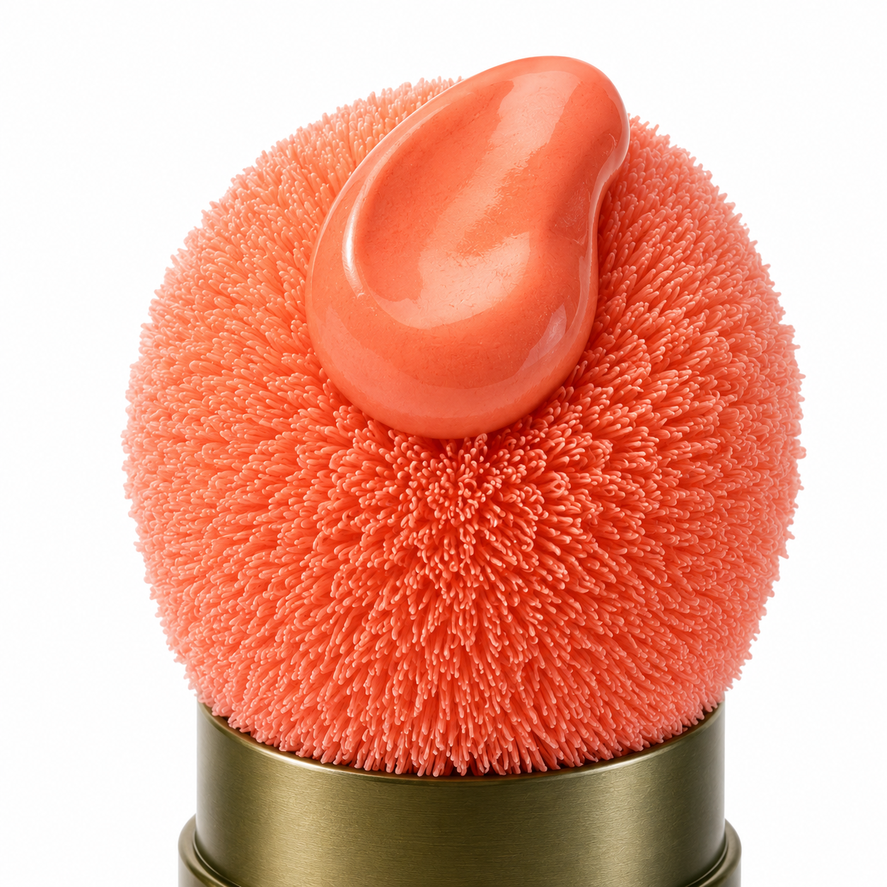 Textura mousse coral pêssego do Batom Mousse Cushion O Sfumato em aplicador macio