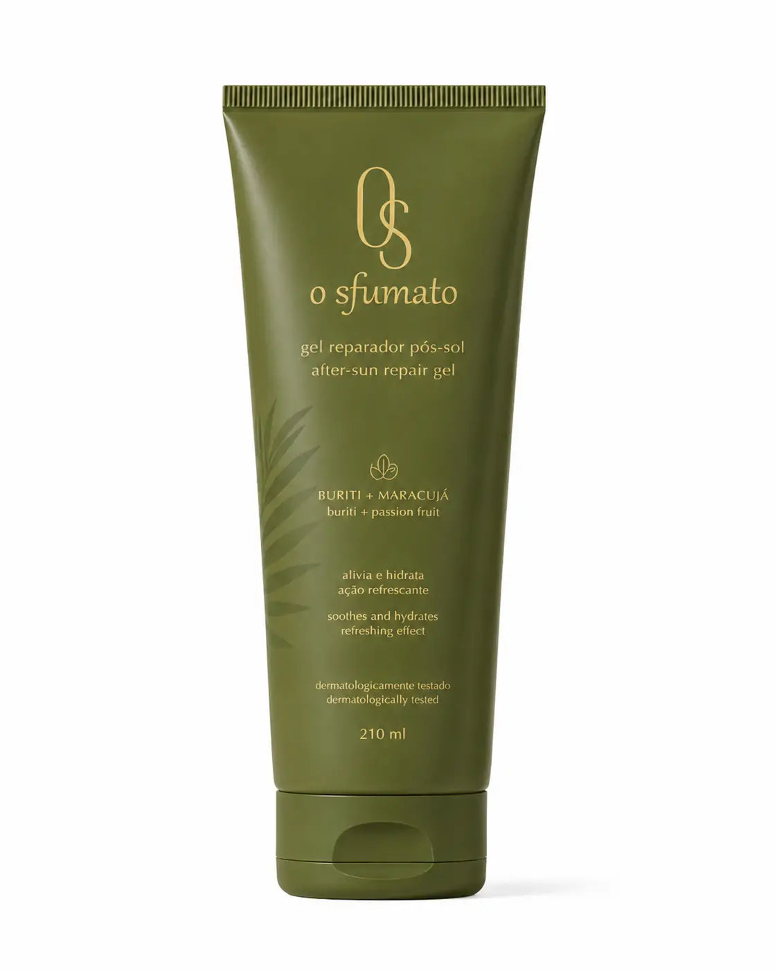 O Sfumato™ Gel Reparador Pós-Sol Verde Buriti Refrescante em embalagem verde de 210 ml
