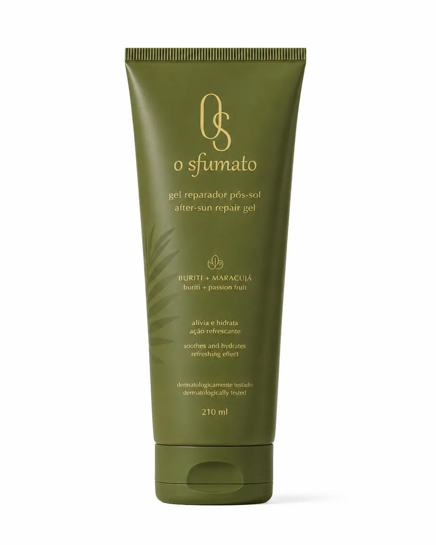 O Sfumato™ Gel Reparador Pós-Sol Verde Buriti Refrescante em embalagem verde de 210 ml