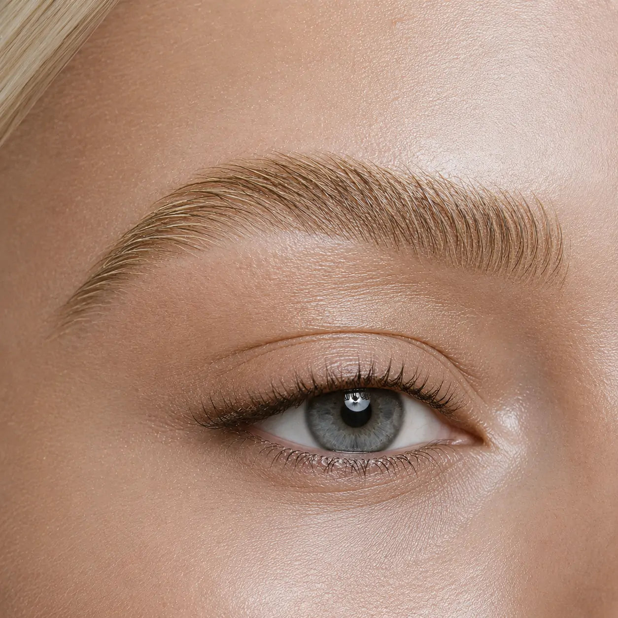 Resultado de gel para sobrancelhas loiro em sobrancelha clara com acabamento natural