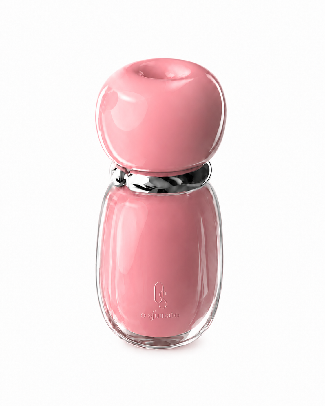 O Sfumato Lip Gloss Rosquinha Pitaya Rosa em embalagem rosa com acabamento brilhante sobre fundo branco