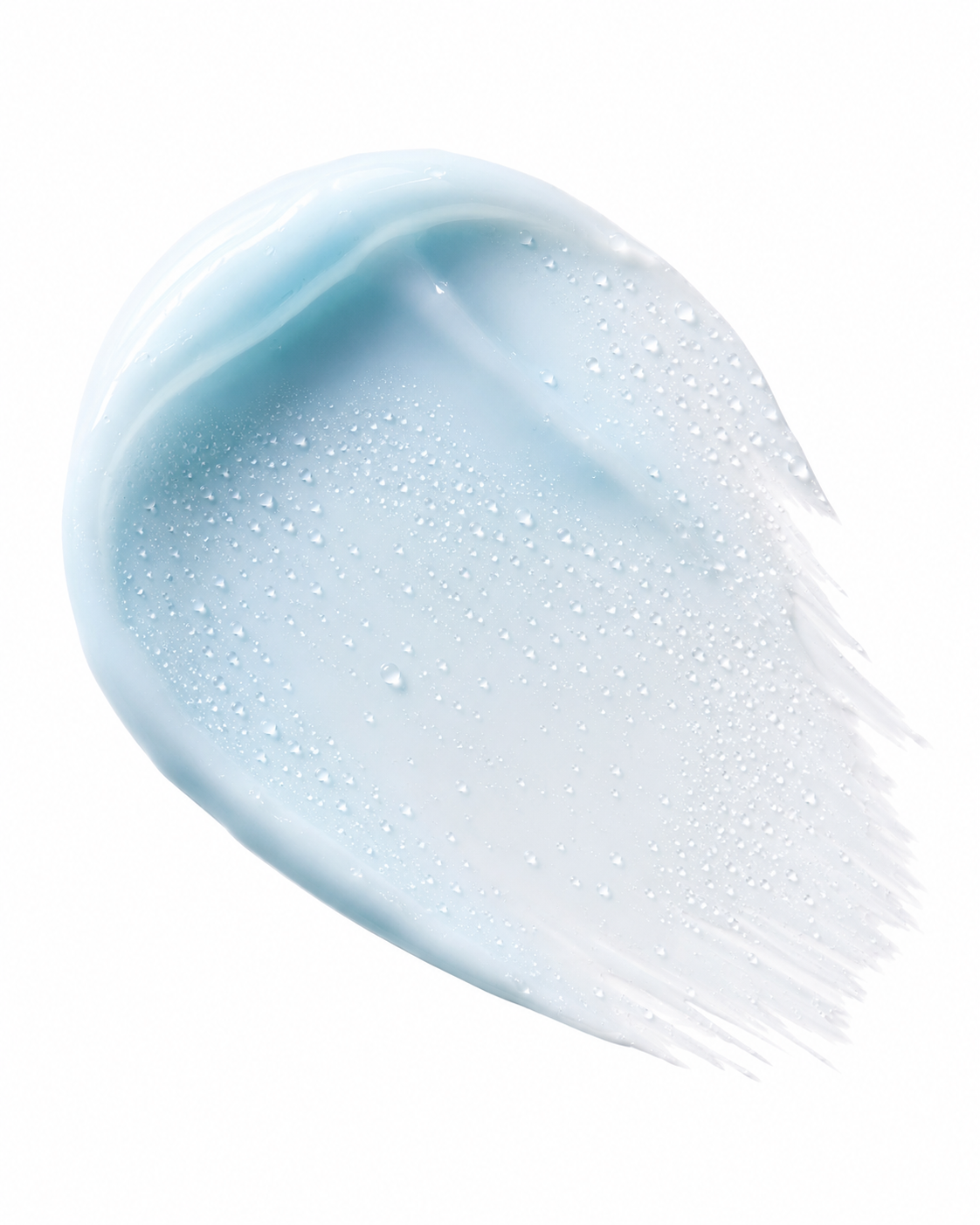 Textura azul-clara do Creme Reparador Pós-Maquiagem com Extratos Marinhos O Sfumato espalhada sobre fundo branco